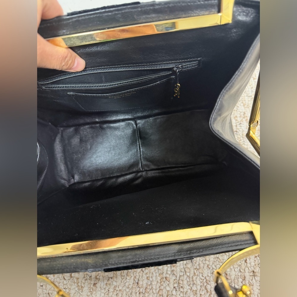 Roberta Di Camerino Black Velvet and leather Gold Satchel Authentic - Picture 8 of 10